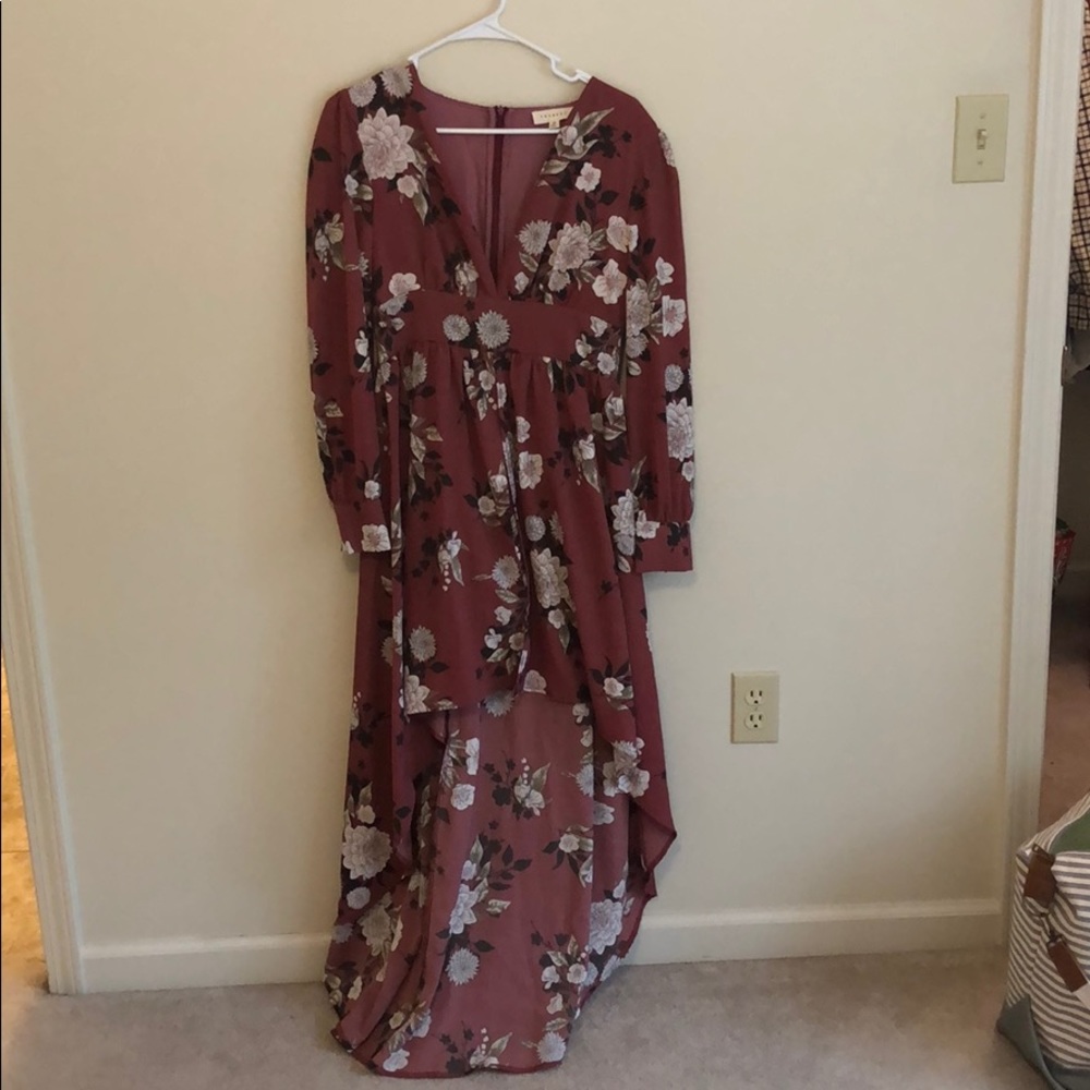 Long Sleeve Floral Romper with Skirt